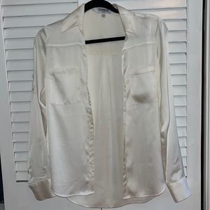 EXPRESS Womens XS pearl satin long sleeve blouse